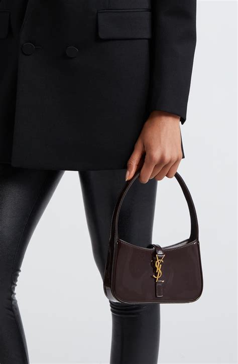 chocolate ysl bag|Saint Laurent Mini Le 5 À 7 Patent Leather Hobo Bag .